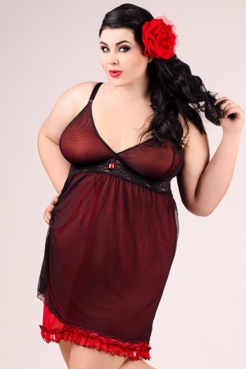 schwarz/rotes Chemise E/2011 54/56 von Andalea Dessous