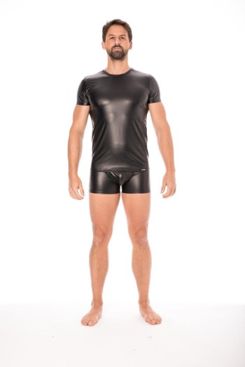 black wetlook T-Shirt 2008-81 - L