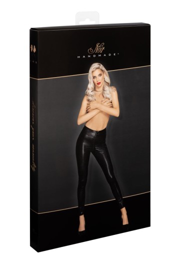 F274 Snake Wetlook Leggings mit Reißverschluss - L