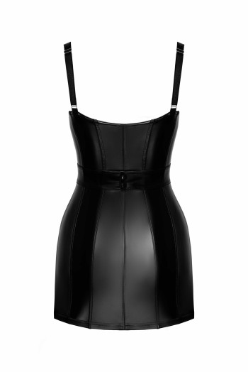F320 Starlet wetlook minidress with ring belt - S