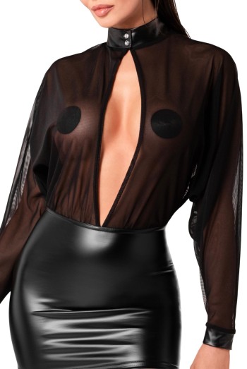 F348 Opium powerwetlook and tulle mini dress - XL