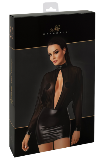 F348 Opium powerwetlook and tulle mini dress - XL