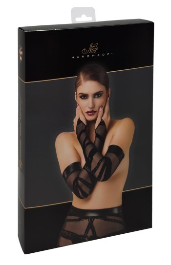 F361 Bondesque Opera-Handschuhe mit Daumenschlaufe - S/M