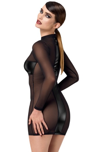 F369 Crossfire Netz und Wetlook Minikleid - XS