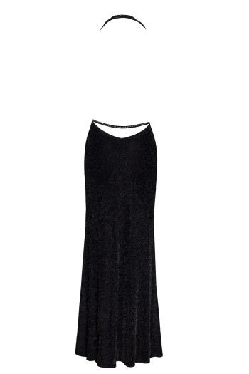 F373 langes Kleid Onyx Liquid - XL