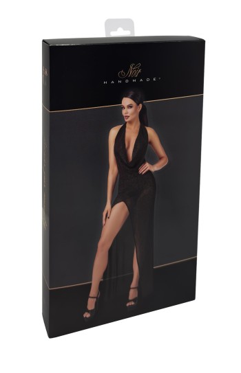 F373 langes Kleid Onyx Liquid - XL