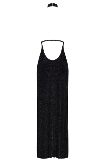 F372 Onyx Twin-slit Long dress - XS