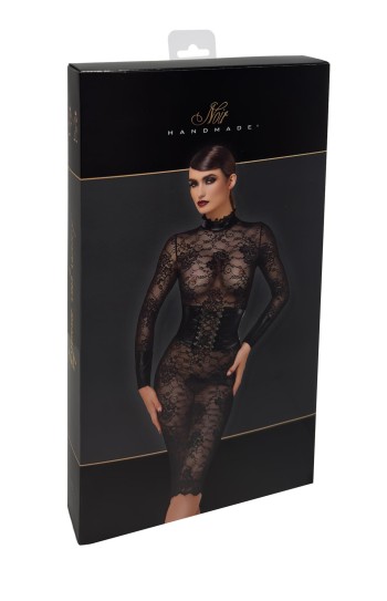 F375 halblanges Kleid Noirelle aus Spitze - XS