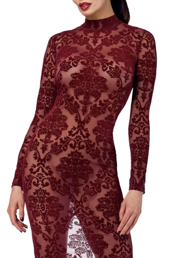 F383 Langes Flockkleid Kink Royal - 3XL