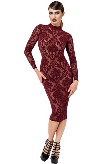 F384 halblanges Flockkleid Kink Royal - L