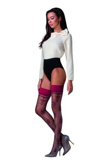 Holdups Stockings ST119 silver/red - 1/2