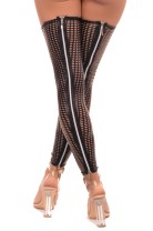 schwarze perforierte Straps-Strümpfe S574 von 7Heaven