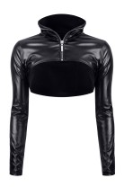 black short wetlook Jacket DDMarika001 - S