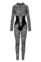F299 Bodystocking mit Unterbrust-Corsage - L