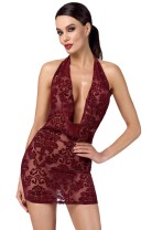 F385 Minikleid Kink Royal mit Wasserfallausschnitt von Noir Handmade