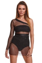 schwarz/silbernes Minikleid STElena001 - L