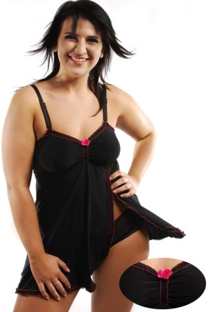 schwarzes Babydoll Margeritta M/1019 54/56 von Andalea Dessous