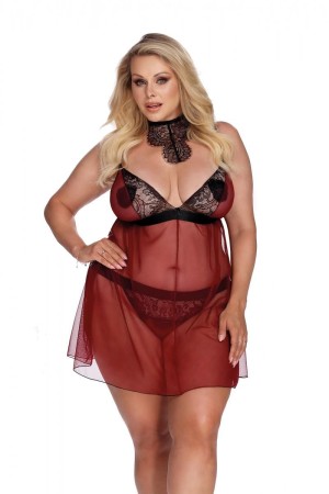 rot/schwarzes Chemise AA052928 von Anais Apparel Plus Size
