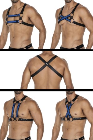 schwarz/blauer Brust-Harness 06 von Cut4Men