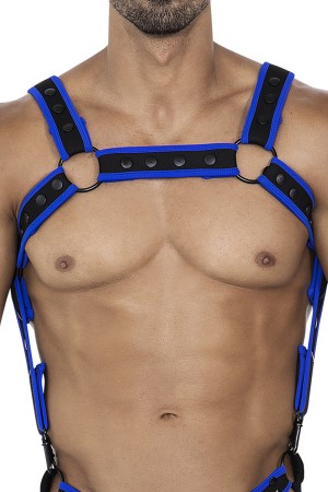 schwarz/neoblauer Brust-Harness 05 von Cut4Men
