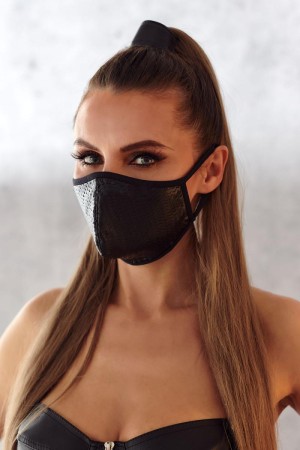 Maschera a 2 strati 001 con effetto bagnato traforato e cotone Oeko Tex