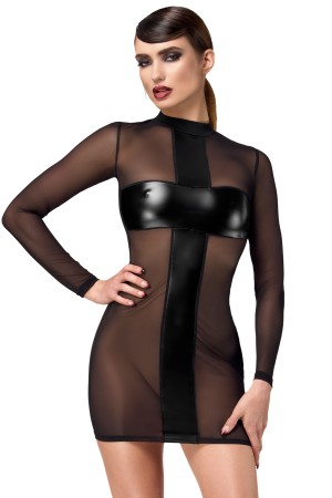F369 Crossfire Netz und Wetlook Minikleid von Noir Handmade
