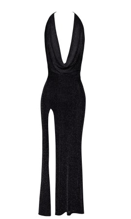 F373 langes Kleid Onyx Liquid - XL