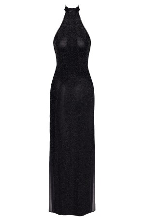 F372 Onyx Twin-slit Long dress - XS