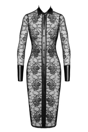 F376 halblanges Kleid Noirelle aus Spitze - S