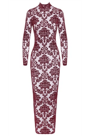 F383 Langes Flockkleid Kink Royal - 2XL