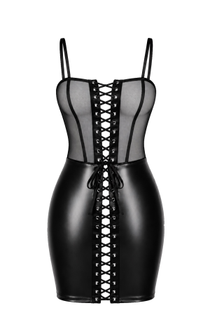 F409 Do Not Disturb Lace-Up Mini Kleid - XS
