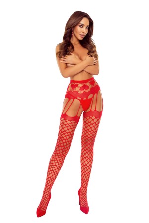 ouvert Strumpfhose S031 rot - S/M