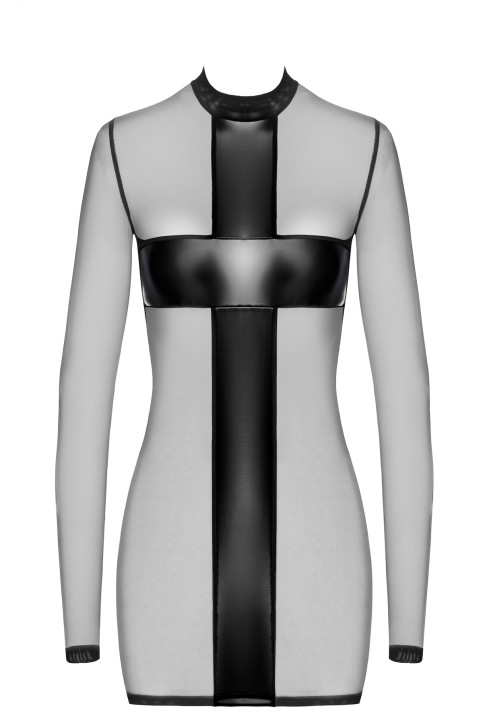 F369 Crossfire Netz und Wetlook Minikleid - XS