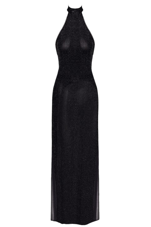 F372 Onyx Twin-slit Long dress - XS