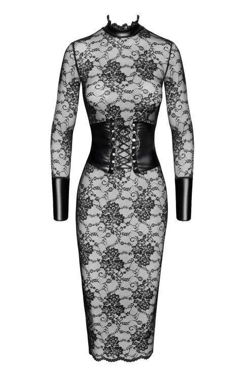 F375 halblanges Kleid Noirelle aus Spitze - XS