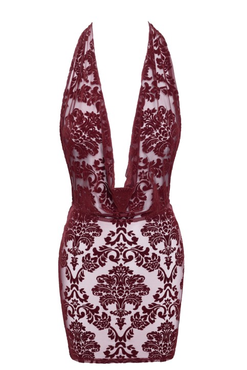 F385 Minikleid Kink Royal mit Wasserfallausschnitt - XS