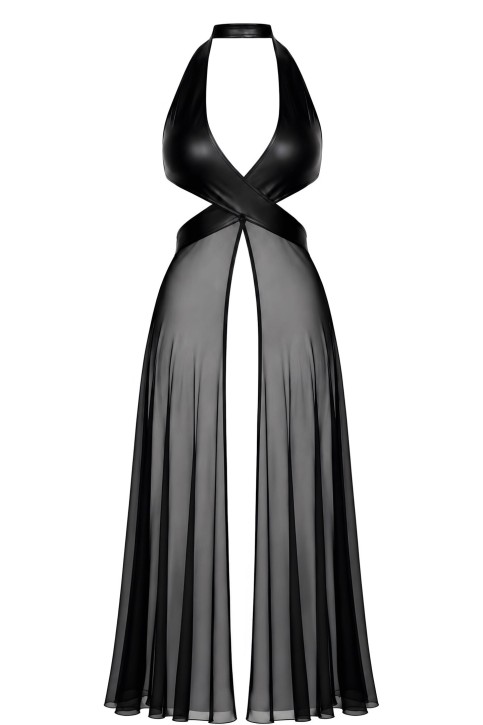 F412 Do not Disturb Crossover Halter Maxi Kleid - XS